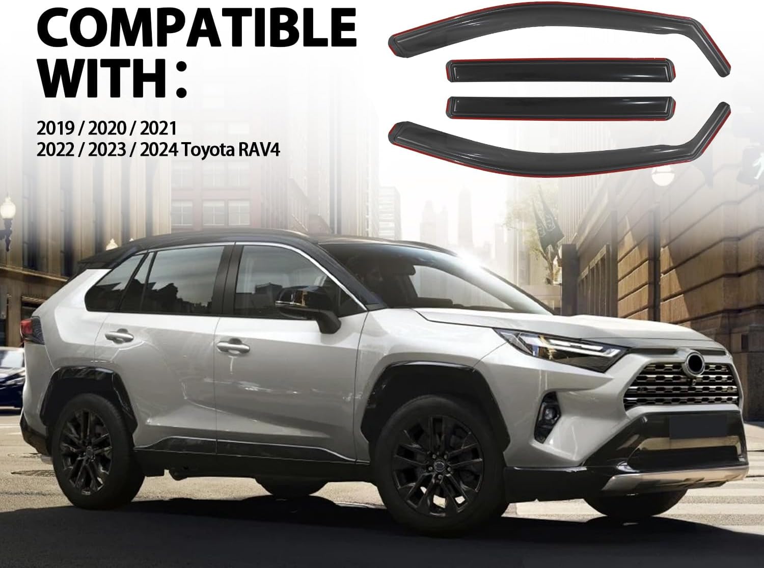 4PCS in-Channel Rain Guards Fit for 2019-2025 Toyota RAV4 Replacement Vent Window Visors Window Deflectors Vent Deflector
