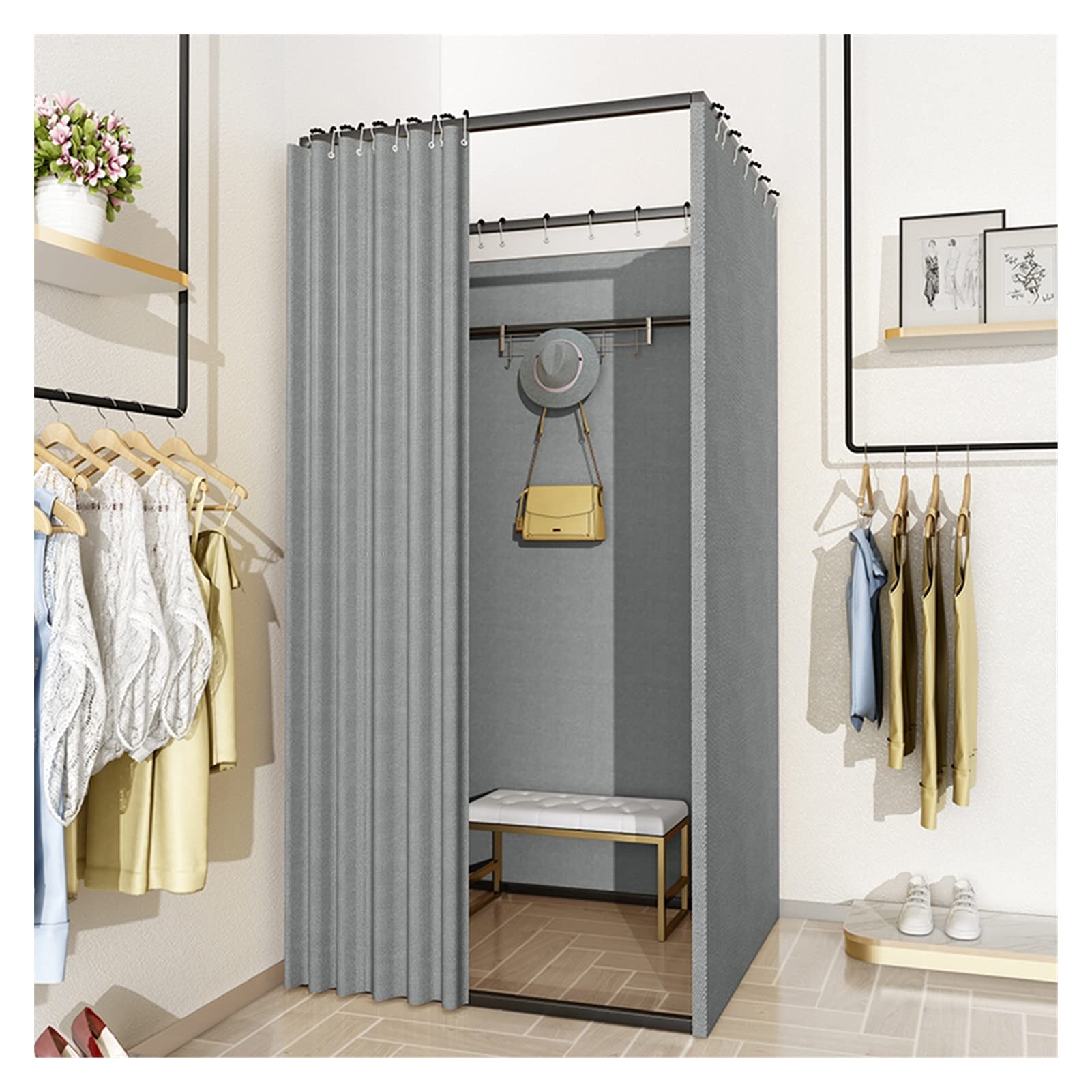 Paravent de confidentialité portable gris 80 cm pour vestiaire mobile
