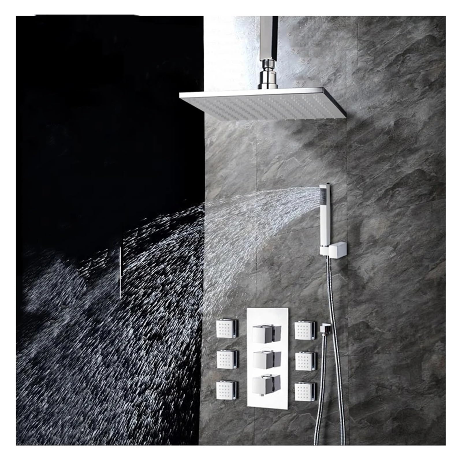 Miscelatore da Bagno a LED da 8/10/12/16 Pollici, soffione Doccia, Set Doccia a Getto massaggiante, rubinetti, Set Doccia da Bagno con Getto a Mano, Doccia