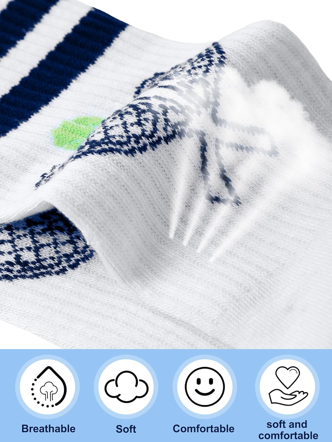 Shihanee 6 Pairs Funny Tennis Socks for Women Novelty Casual Crew Socks for Tennis Lovers Birthday Holiday Valentine's Day Gift - Image 4