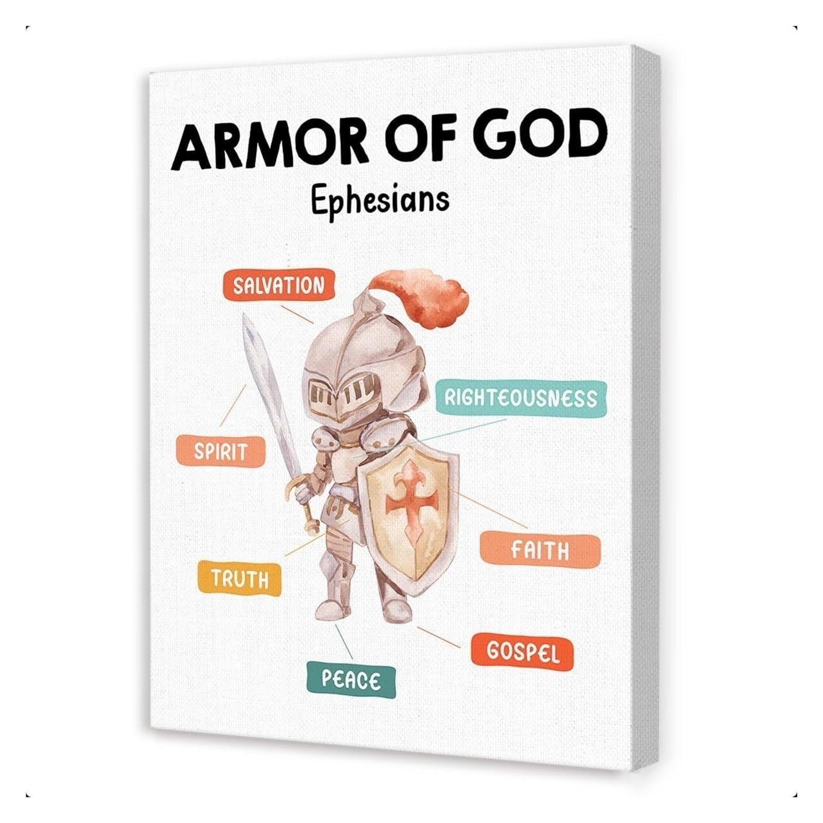 HGETJOHXEM Inspirational Christian Wall-Art for Armor of God Ephesians Nursery Sunday School Classroom Biblical Decor(Unframed,08x12inch(20x30cm))