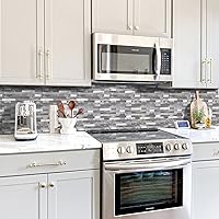 Vista 4 de STICKGOO - Protector contra salpicaduras para despegar y pegar, azulejos de pared de PVC para pegar en el protector contra salpicaduras para cocina