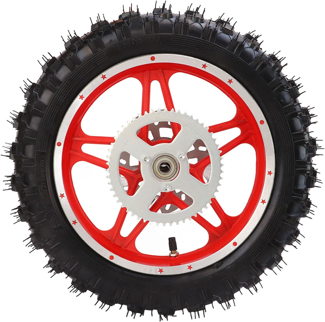 Rear Wheel Rim Tire, Fydun 2.5‑10 Inch Red Rubber Rear Tire Rear Wheel Assembly For Off Road Motorcycles Dirt Pit Bikes X Pro Dirt Bike Rear Wheels