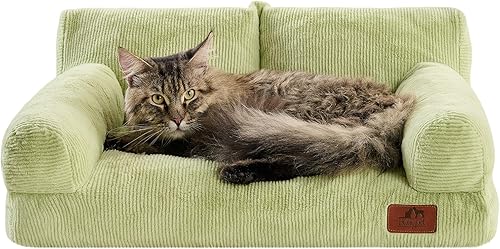 Miniatura 13 de Hollypet Sofá Cama de Felpa Esponjosa para Perros y Gatos, Sofá Suave y Relajante para Gatos y Perros Medianos y Pequeños, Gris