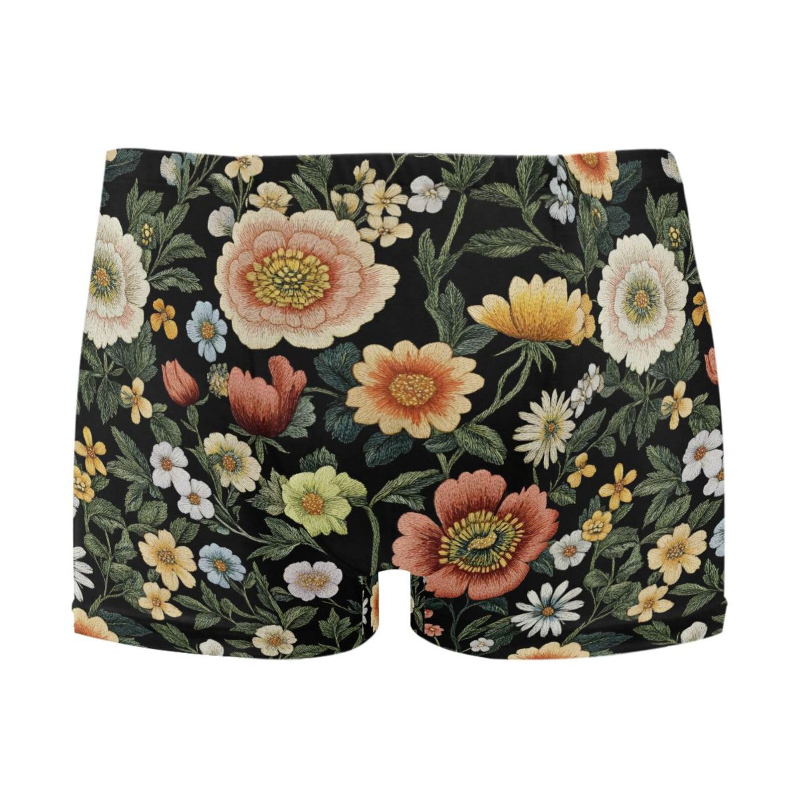 UMIRIKO Men's Swim Briefs Embroidered Flowers Leaves Swimsuit Swimwear Swim Trunk Square Leg for Men 3XL 202b8734