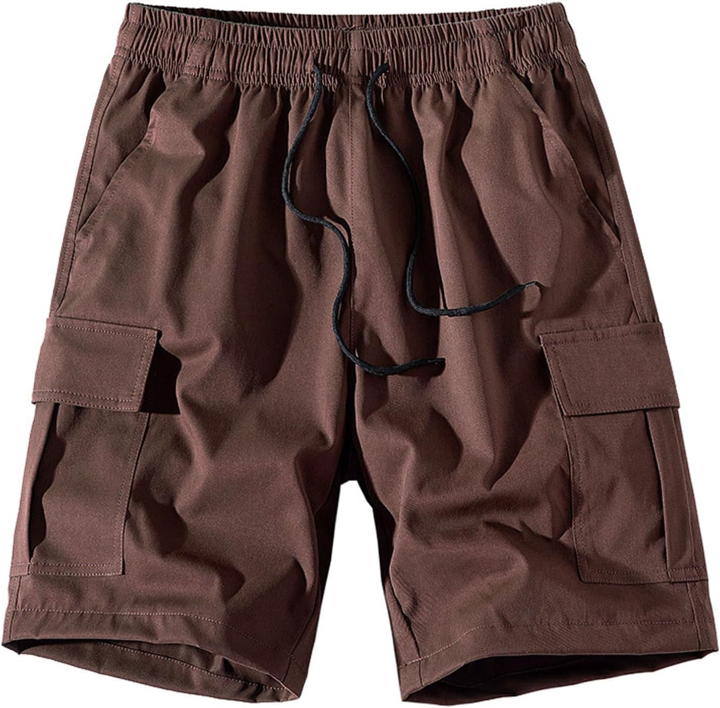Men's Quick Dry Cargo Shorts Elastic Waist Casual Shorts with Drawstring & Multi Pockets for Outdoor Activities