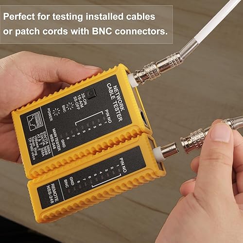 Miniatura 3 de Hiija Probador de cable coaxial (coaxial) comprobador portátil BNC RJ45 Ethernet Probador de cable de continuidad