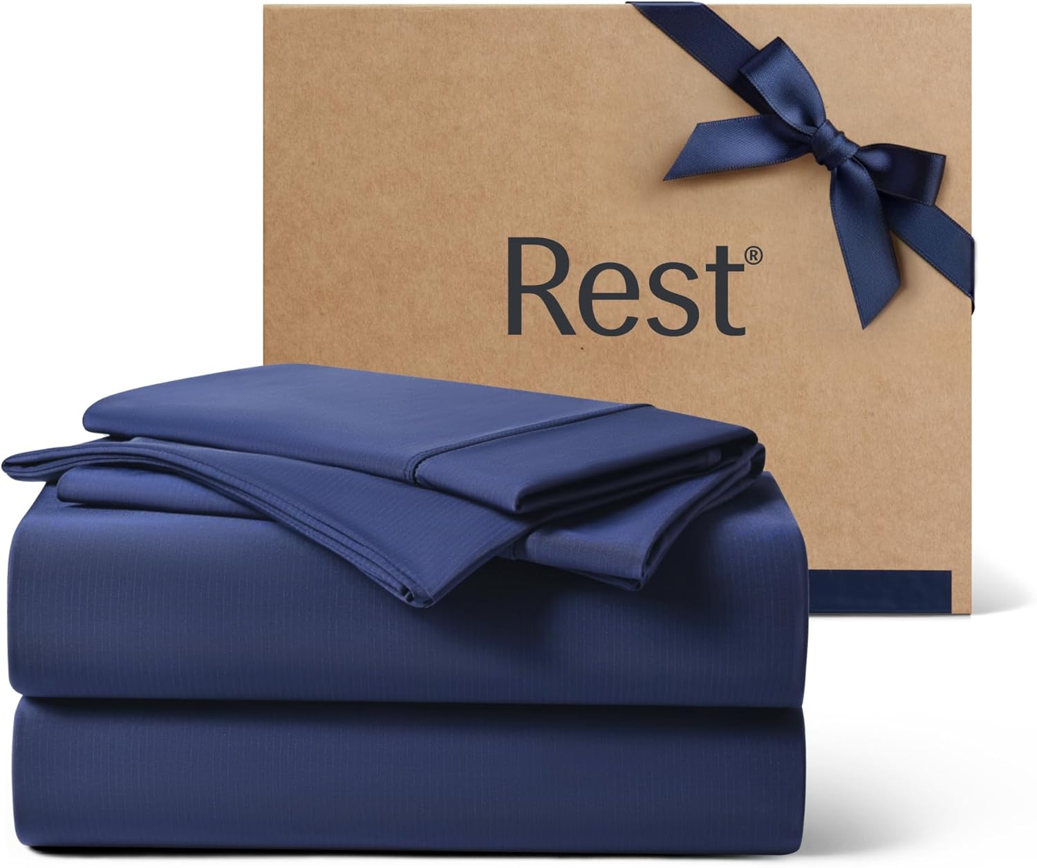 REST® Evercool®+ Cooling Sheet Set, King Size, Midnight Blue, Breathable Bed Sheets for Hot Sleeper and Night Sweats, with Pillowcases, with Ionic+ Self-Cleaning Silver Yarn for Sensitive Skin, 4PCS