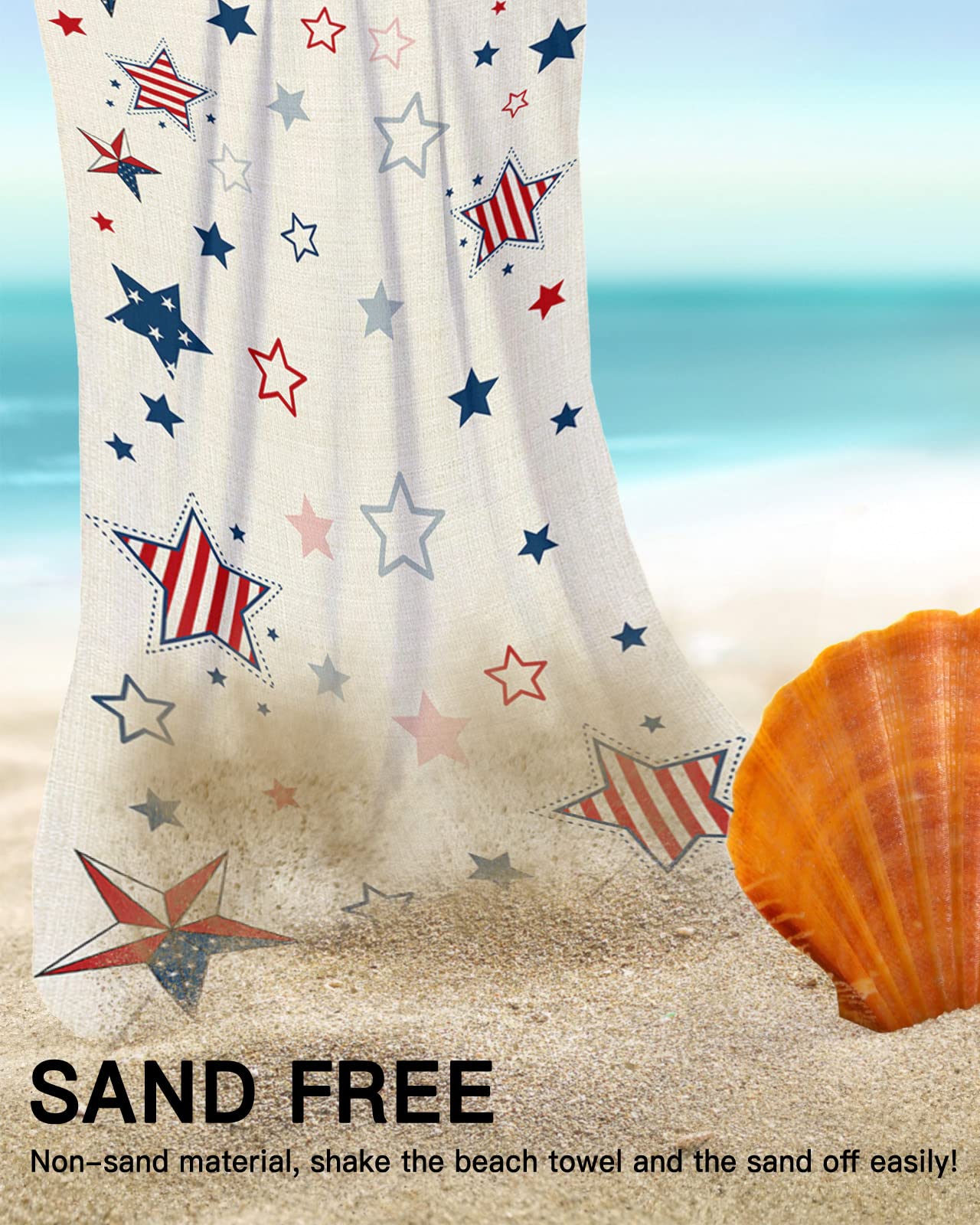 Hahafelt American Flag Beach Towels (2-Pack) - 28x59 Inch Oversized Patriotic Pool Towels, Microfiber, For 4th Of July