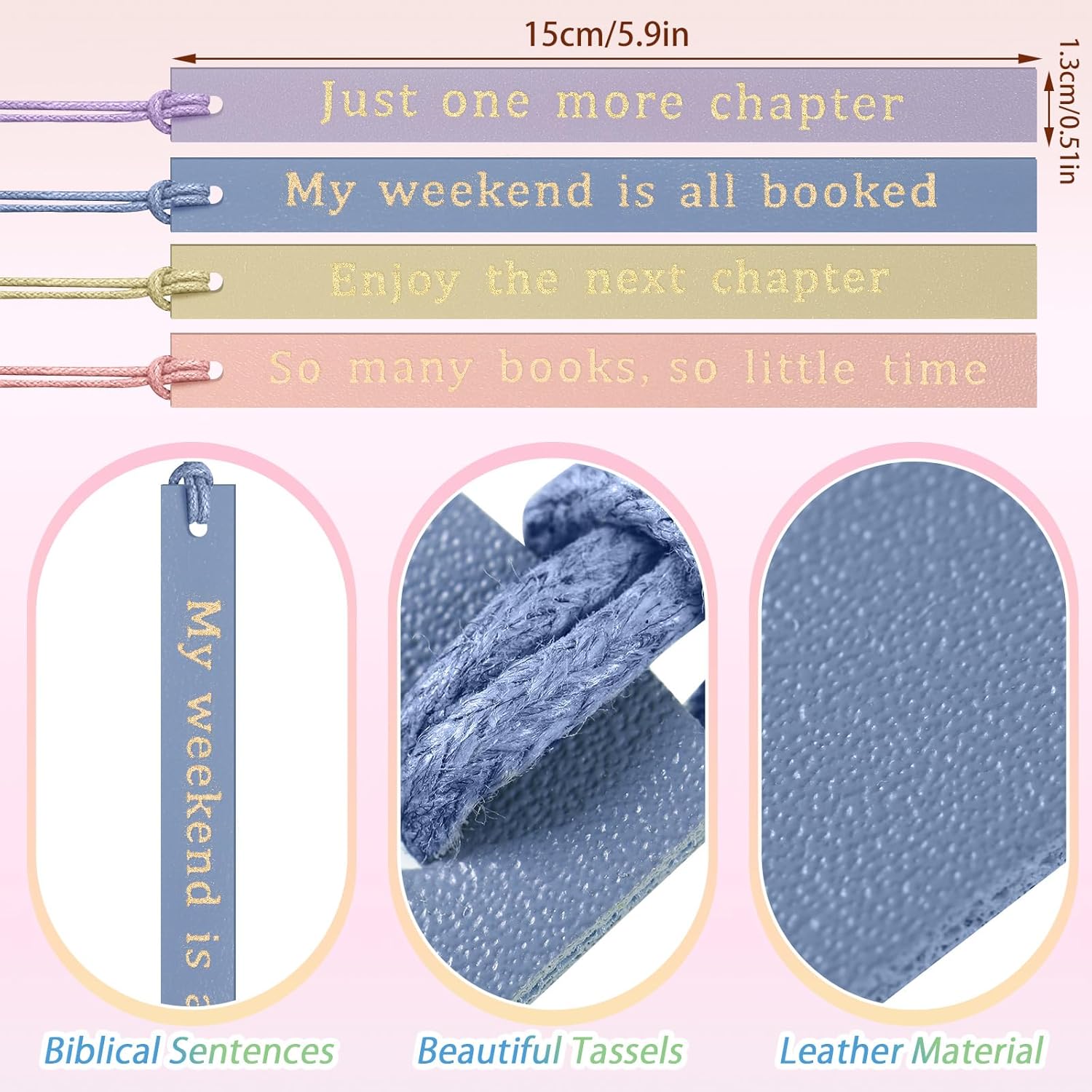 Skyygemm 10 Pcs Leather Bookmarks for Book Lover Gifts for Women Pastel Leather Bookmarks Coworker Teens Book Club Gifts for Teacher Birthdays(Black) - Image 2