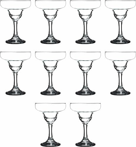 DISCOUNT PROMOS Juego de 10 vasos Margarita, 9 onzas, clásico, suave, utensilios de bar, cristalería, transparente