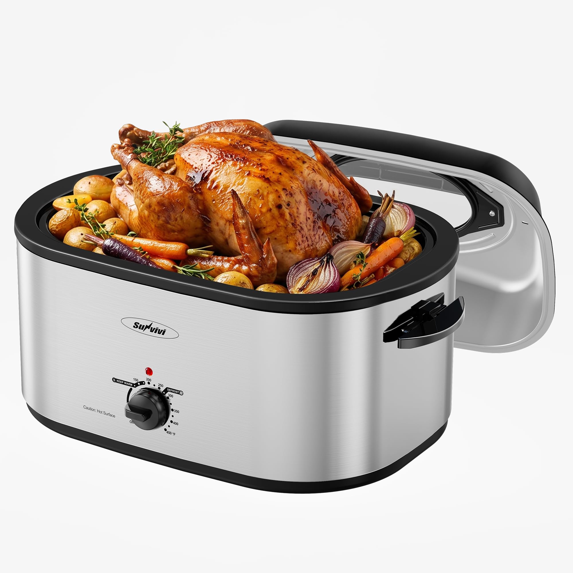 Sunvivi Roaster Oven, Electric Roaster Pan with Lid 28QT for Large Turkey
