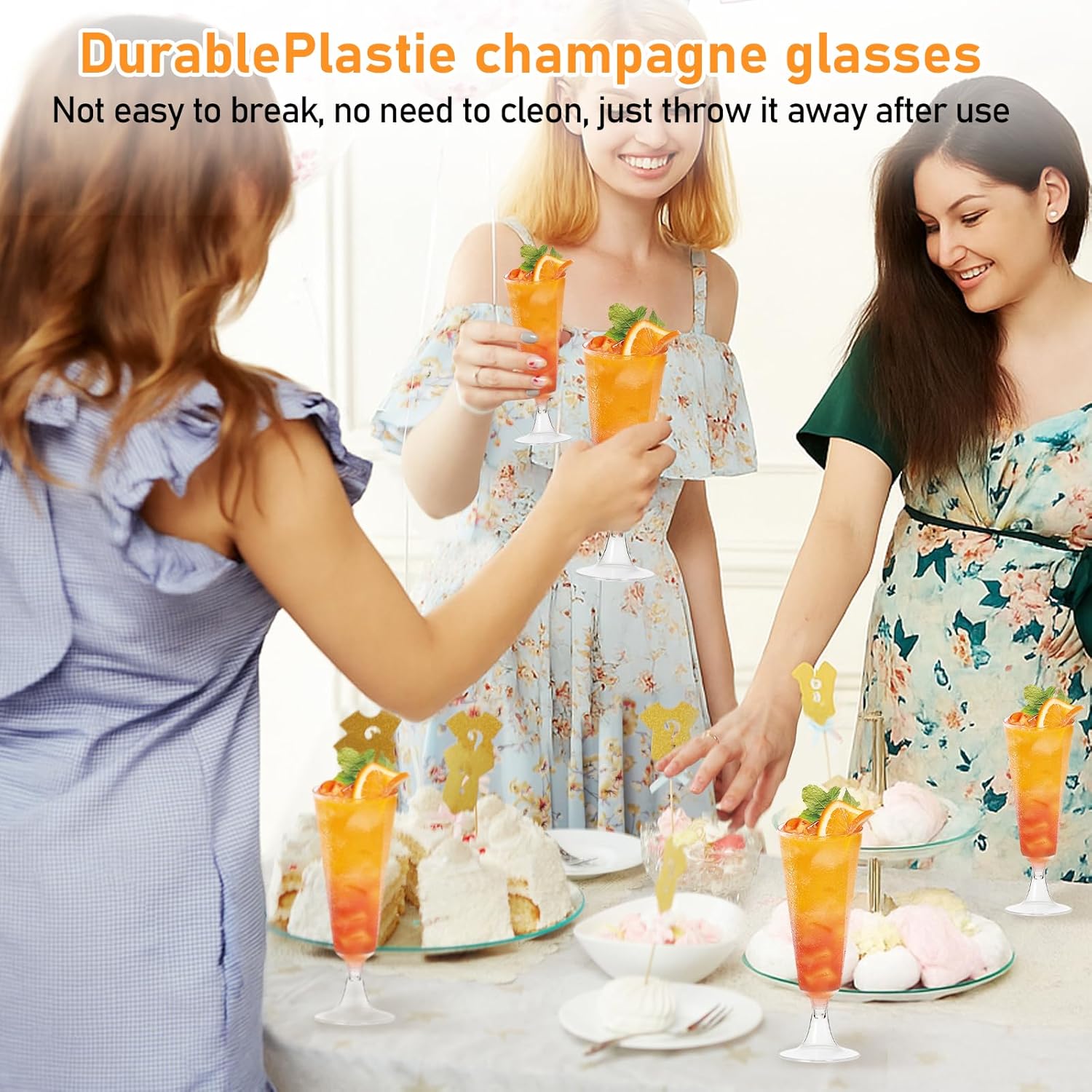 100 Pack Clear Plastic Champagne Flutes, 5 Oz Disposable Champagne Glasses, Unbreakable Acrylic Mimosa Glasses Wedding Cocktail Cups for Engagement Birthday Graduation Party Decorations Supplies - Image 5