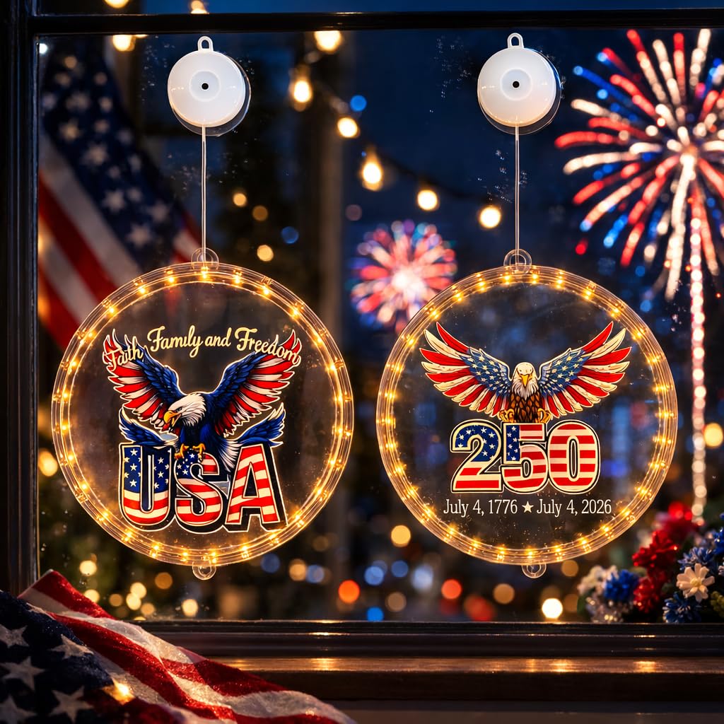 Photo 1 of *MAJOR DAMAGE*
4th of July Window Lights, Patriotic Lights with Suction Cups and 8 Flashing Modes, Red White and Blue Accessories&Patriotic Decorations for Independence Day, 2 Pack (Batteries Not Included)