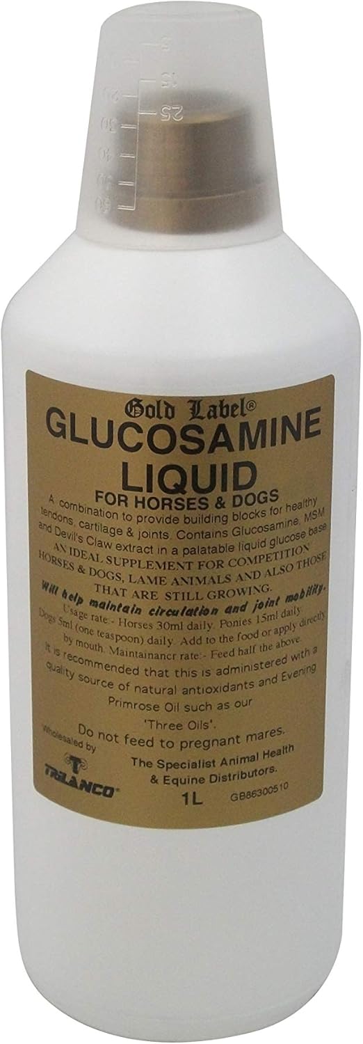 Gold Label Glucosamine Liquid, Horse Supplement, Healthy Joints and Mobility, 1 Litre
