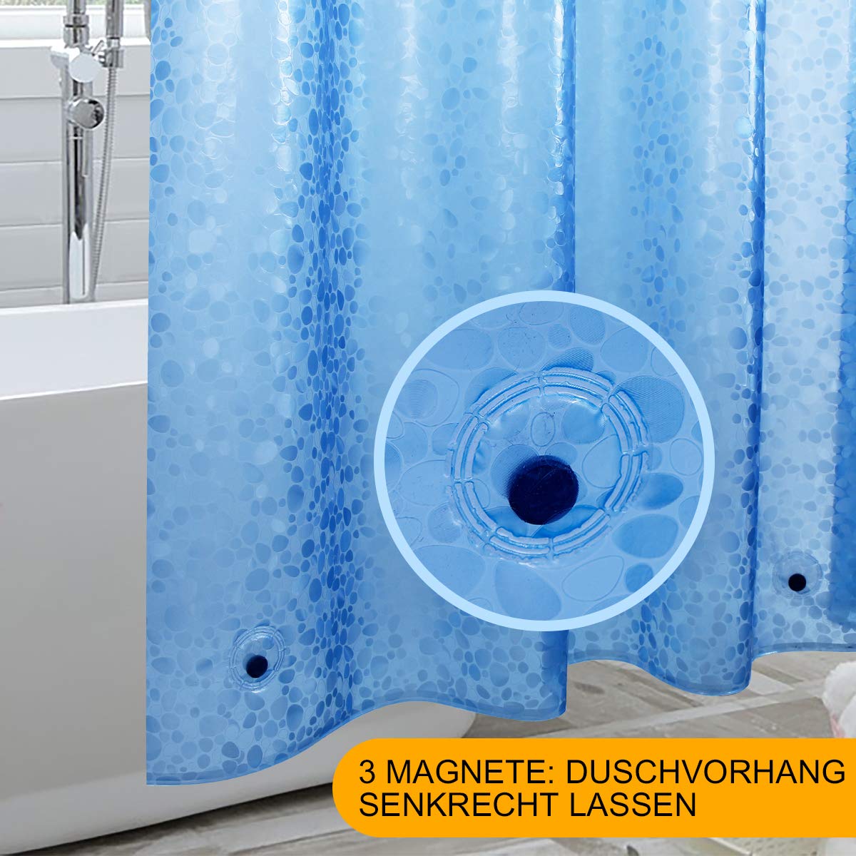 Rideau de douche en EVA, imperméable et transparent avec œillets