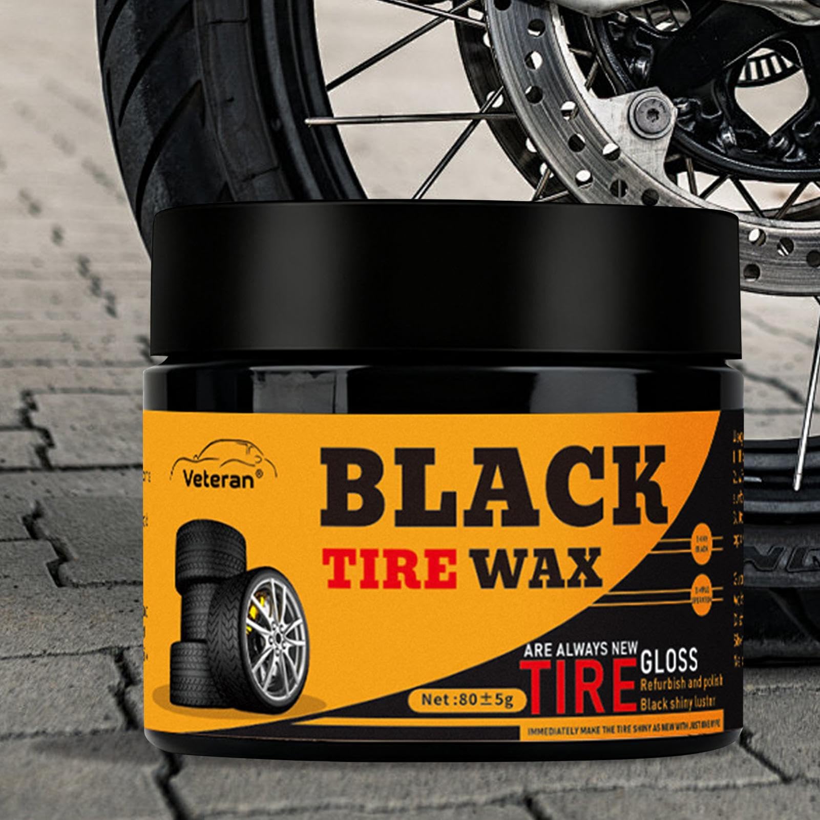 Générique Car Tire Care Wax - Tire Shine | Tires Retreading Black Wax | 80g Restorer Detailer Paste | Tyre Shine for Cars for Auto Truck Motorcycle Boat Automotive RV Detailing Rim