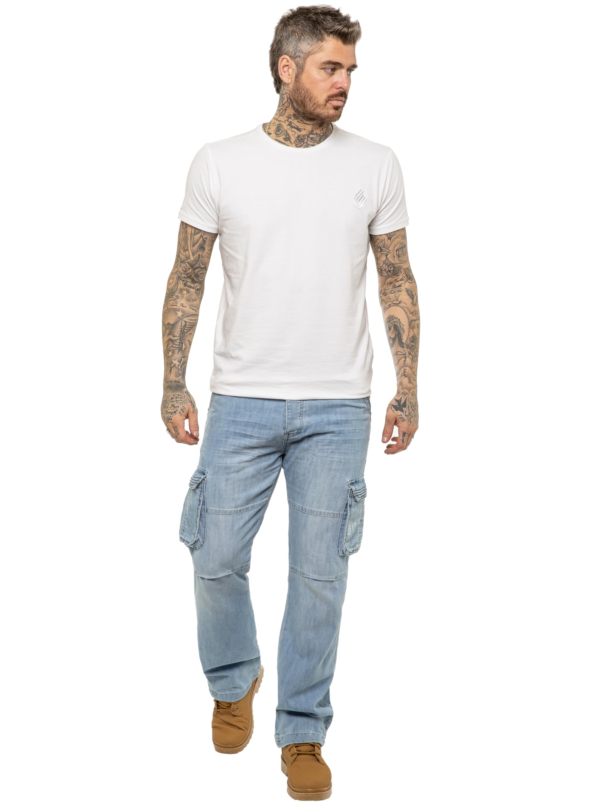 Pantalon Cargo Jeans Coupe Classique Coton Homme avec 6 Poches