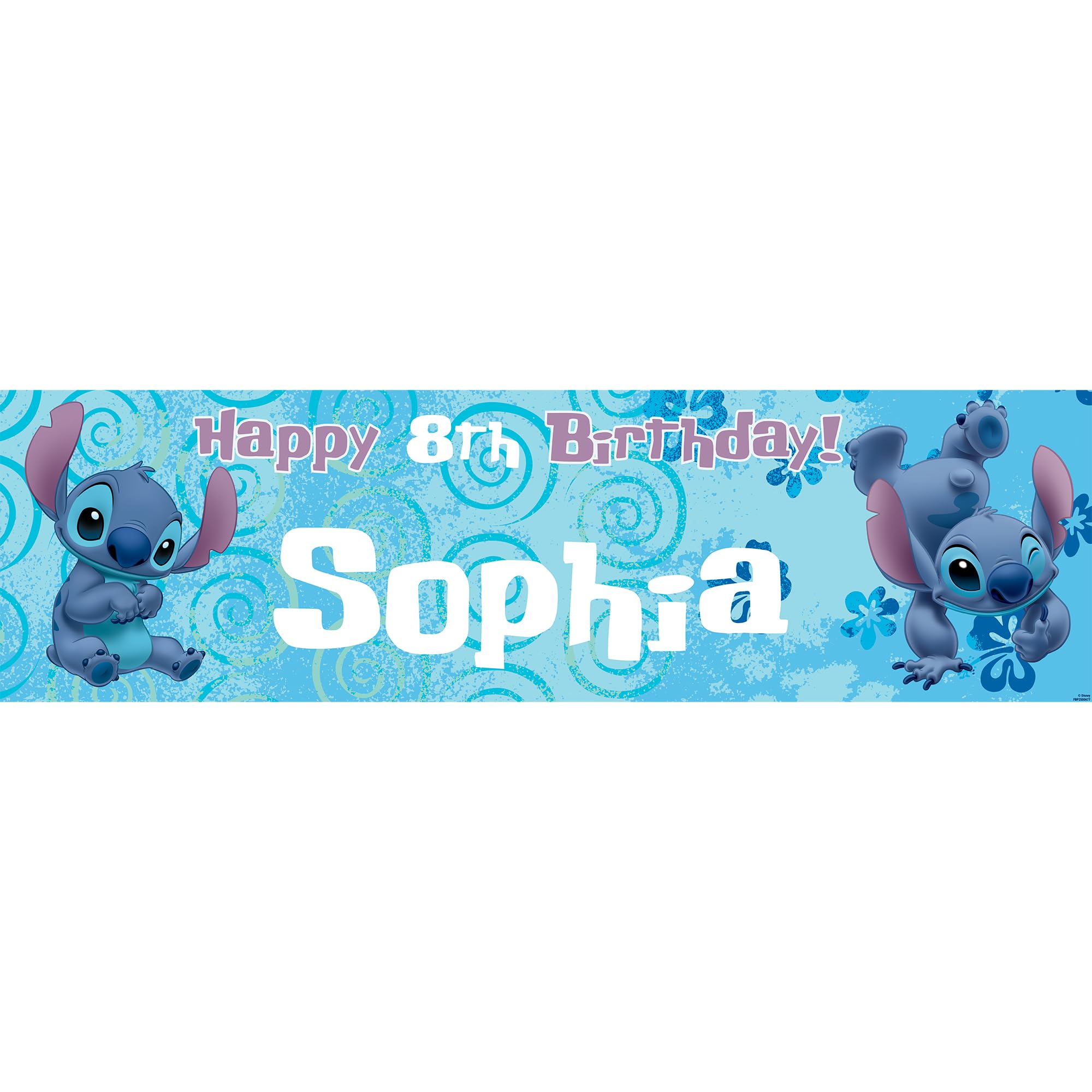 Disney Stitch Personalised Birthday Banner for Girls – Custom Name and age Party Decoration, Large 4.5ft x 1.3ft (140cm x 40cm), Stitch Theme Party Backdrop for Kids