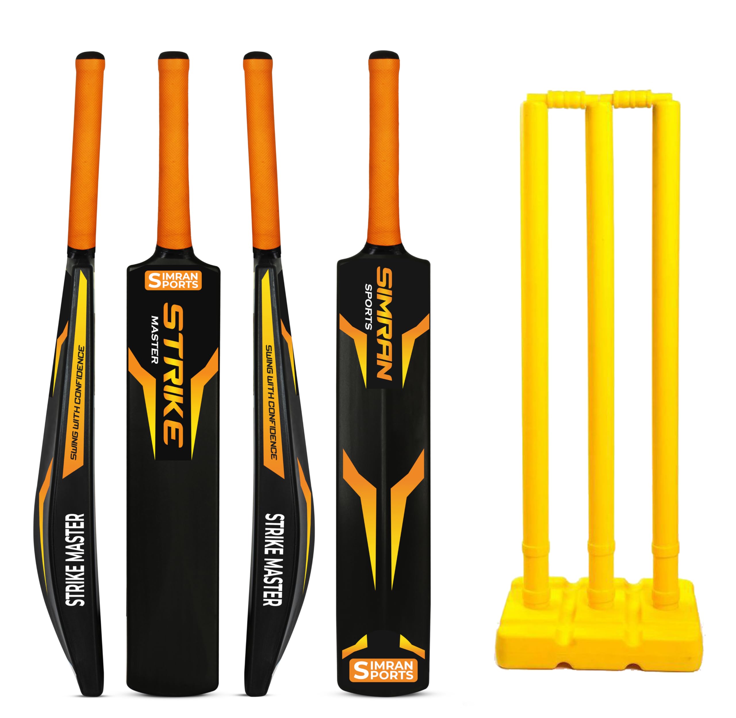 SIMRAN SPORTS Cricket Bat, Plastic Bat with Wicket Set, Plastic Cricket Bat Full Size Hard Heavy Duty Cricket PVC/Plastic Cricket Set (Bat Weight 800-850g) (Black/Orange)-picture-11