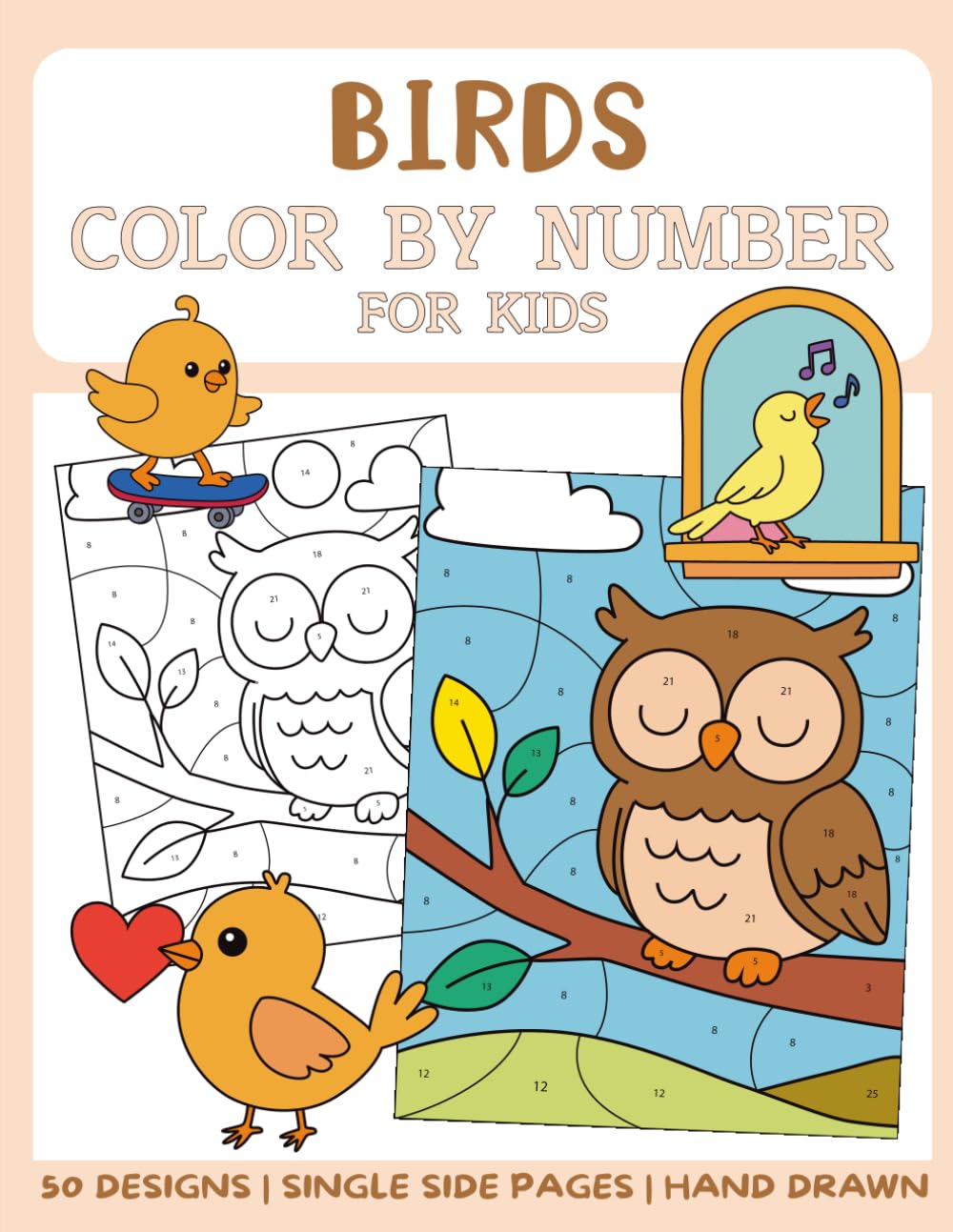 Birds Color By Numbers Book for Kids: Big and Easy Coloring Book by Numbers for Kids
