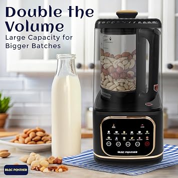 Blac Panther 16-in-1 Blender and Nut Milk Maker - 50oz Auto Timer Jug with 8 High-Speed Blades & Quiet Motor for Soy, Oat, Almond Milk, Smoothies, Milkshakes and Soup - Heat Insulation