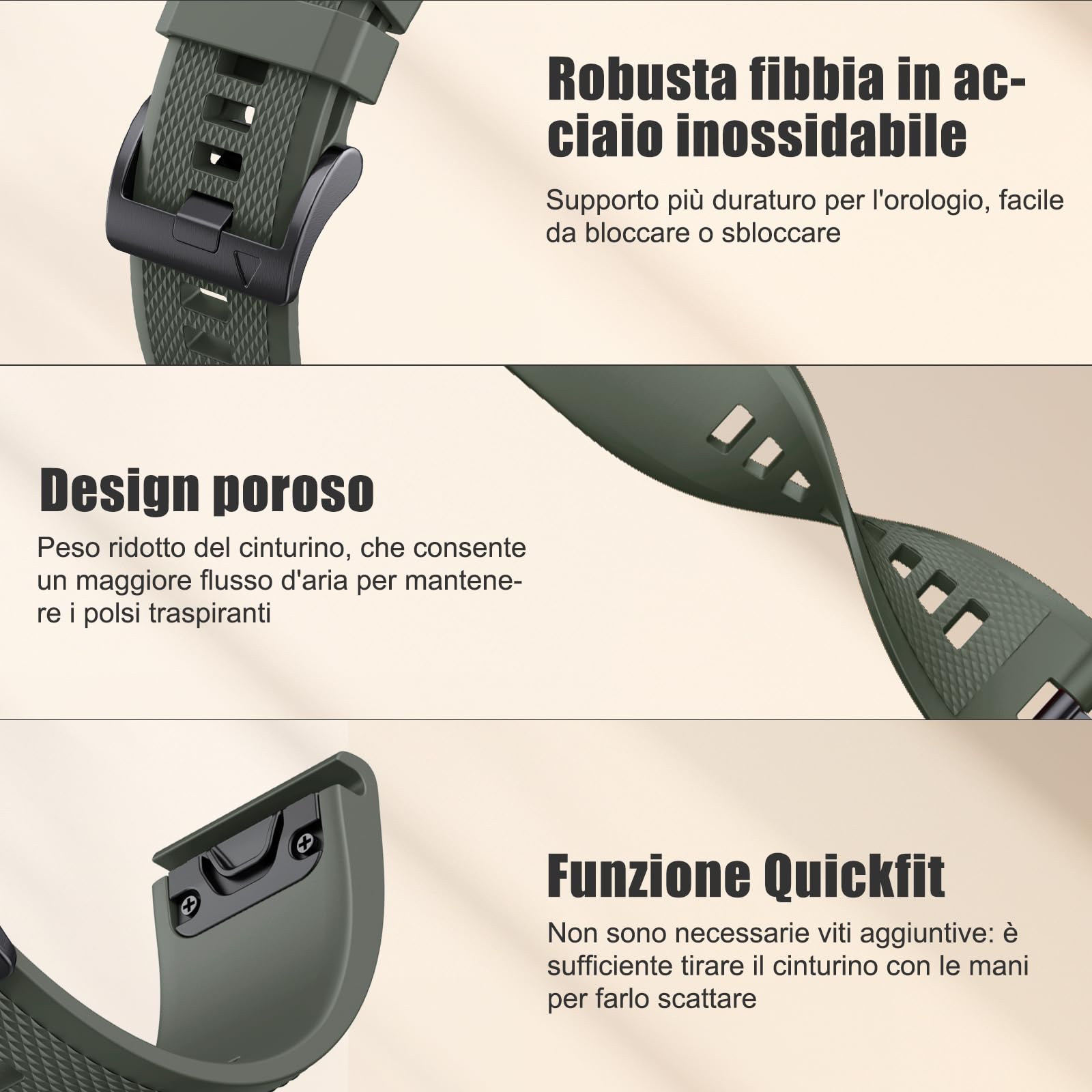NotoCity Cinturino per Garmin Fenix 3/Fenix 3 HR/5X/Fenix 5X Plus/Fenix 6X/Fenix 6X PRO, 26mm Cinturino di Ricambio in Silicone, Braccialetto Quick-Fit (Z-7PCS)