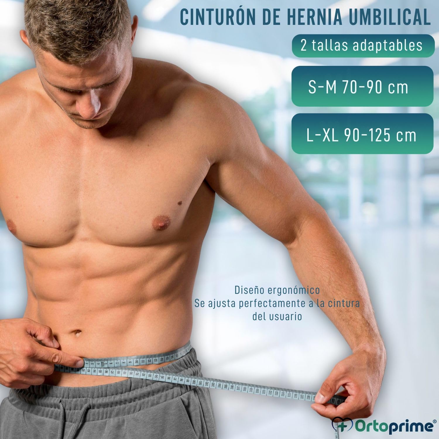 OrtoPrime Cinturón Faja HERNIA UMBILICAL Hombre y Mujer - Cinturón de Soporte Abdominal Postquirúrgica (Talla L/XL 90-125CM)