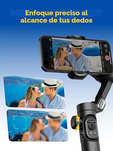 Miniatura 6 de Gimbal estabilizador para smartphone, iPhone Gimbal wFocus Wheel CaraObject Tracking Gimbal para iPhone 15 14 Pro MaxAndroid plegable 3-Axis