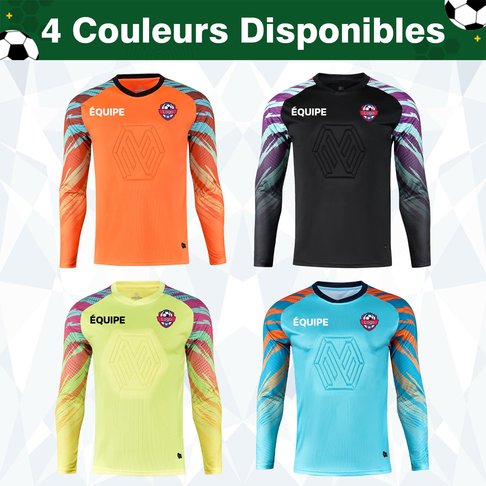 Maillot de Gardien de But personnalisé - Nom & numéro imprimés | Maillot Gardien Respirant de qualité supérieure