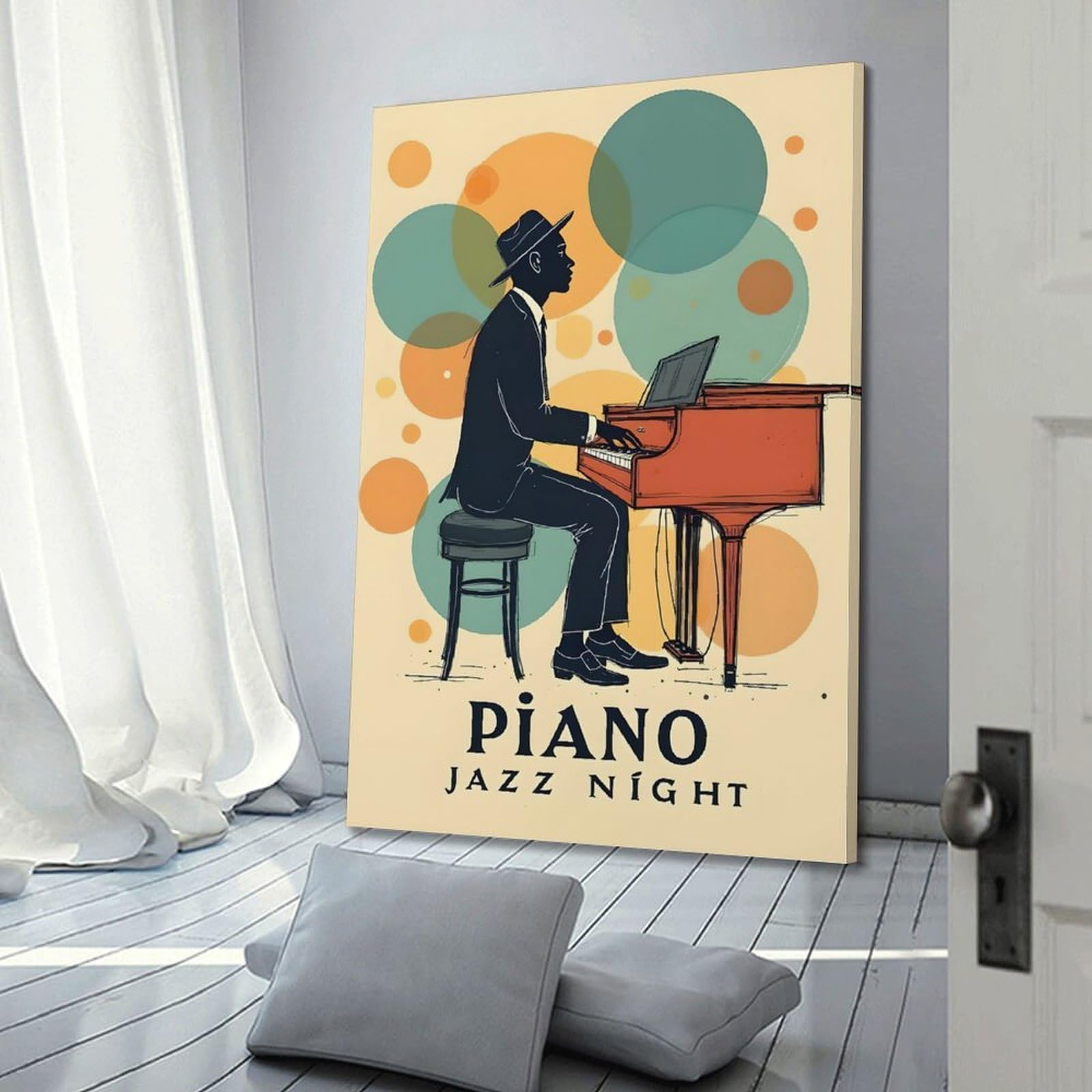 CWLLOG Stampe artistiche da parete su tela, poster con musica jazz, pianista, stile moderno, decorazione per soggiorno e camera da letto, 60 x 90 cm