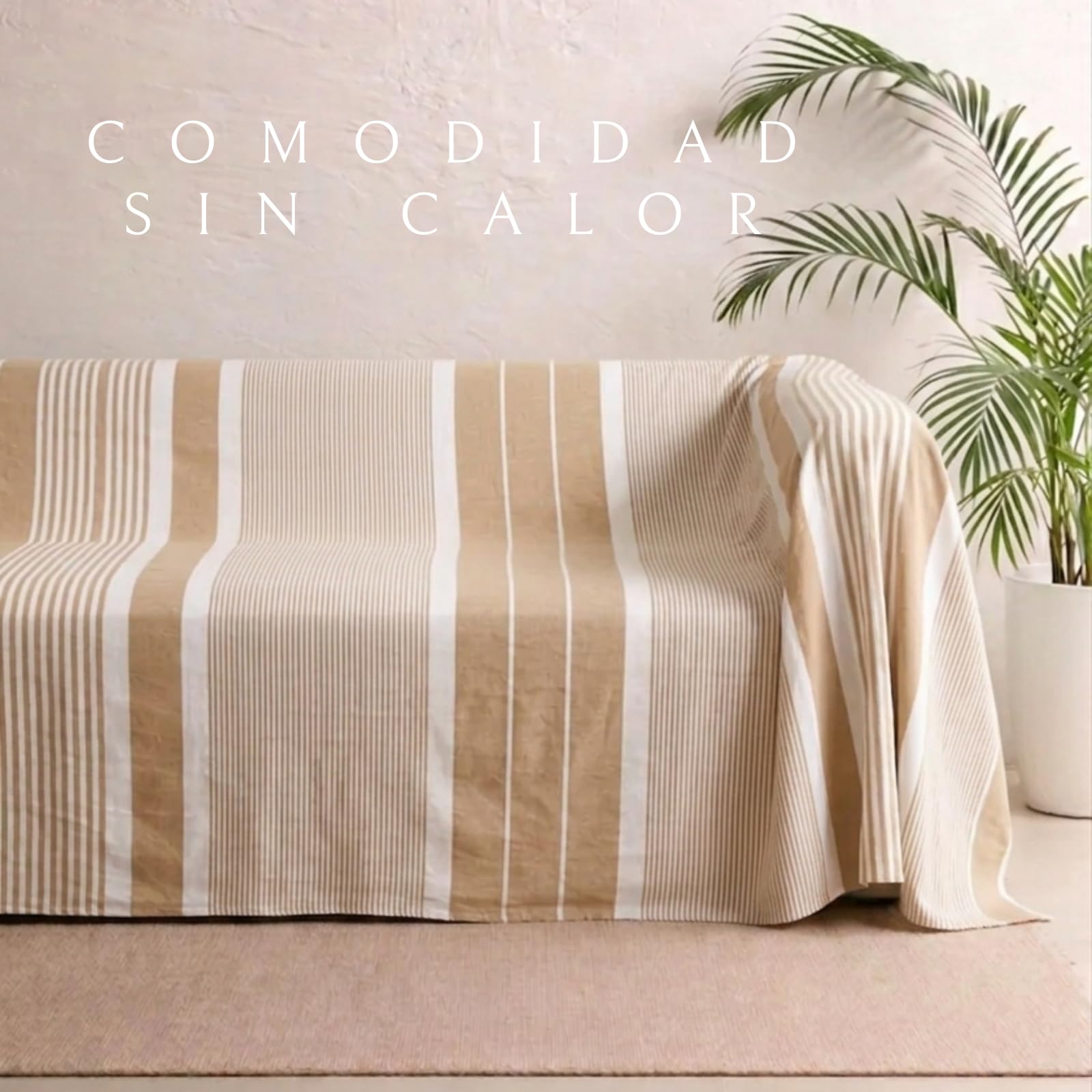 MOMOMUS Copriletto Matrimoniale Estivo e Telo Copridivano 3 Posti - Leggero, Morbido e Fresco - Ideale come Plaid Matrimoniale, Coperta Estiva e Telo Copritutto - Beige, 230 x 260 cm