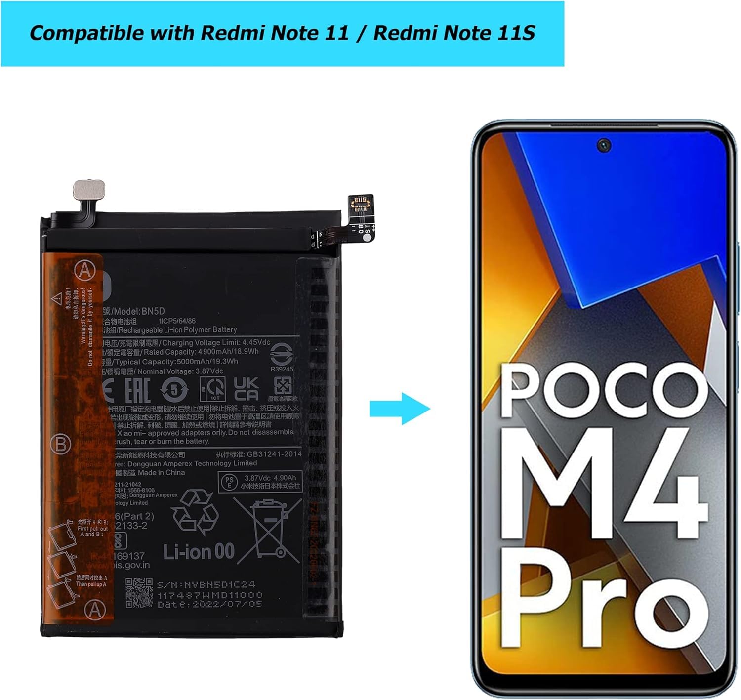 Amazon.com: Vvsialeek New BN5D Replacement Battery for Compatible