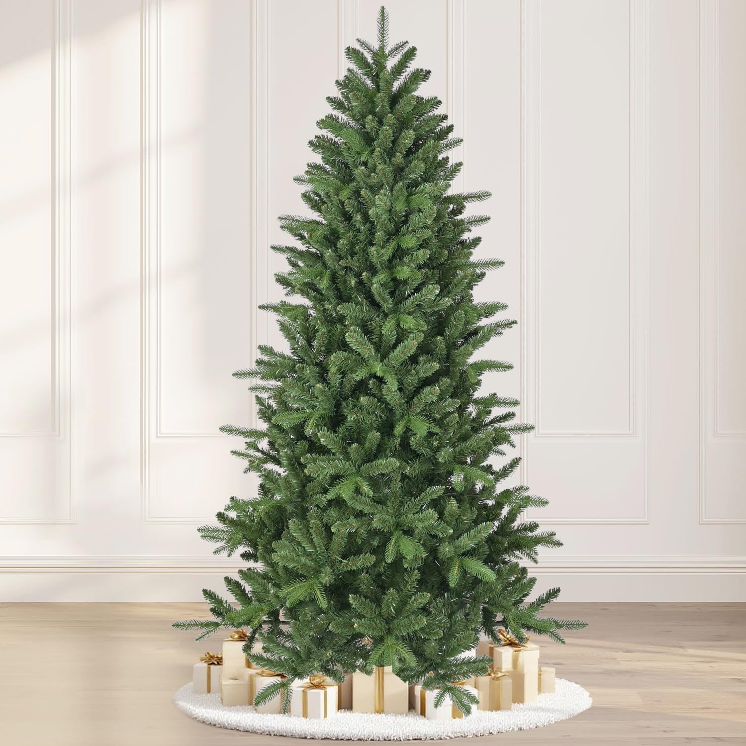 MAKEATREE 5.5ft Unlit Artificial Christmas Tree, Green Spruce Xmas Tree with 1160 PE/PVC Realistic Branch Tips, Premium Hinge Design for Easy Assembly & Foldable Base