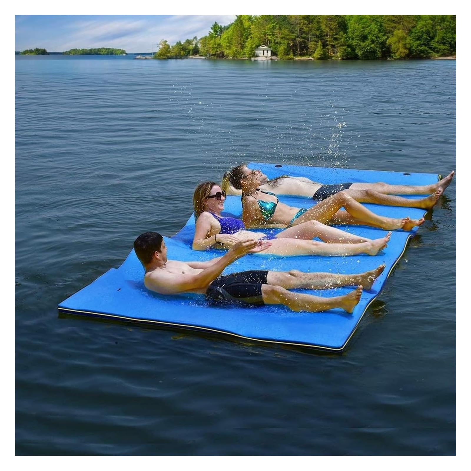 Colchoneta Flotante de Espuma con Almohada rodante, Isla Flotante para Piscina, Playa, Actividades acuáticas en el océano