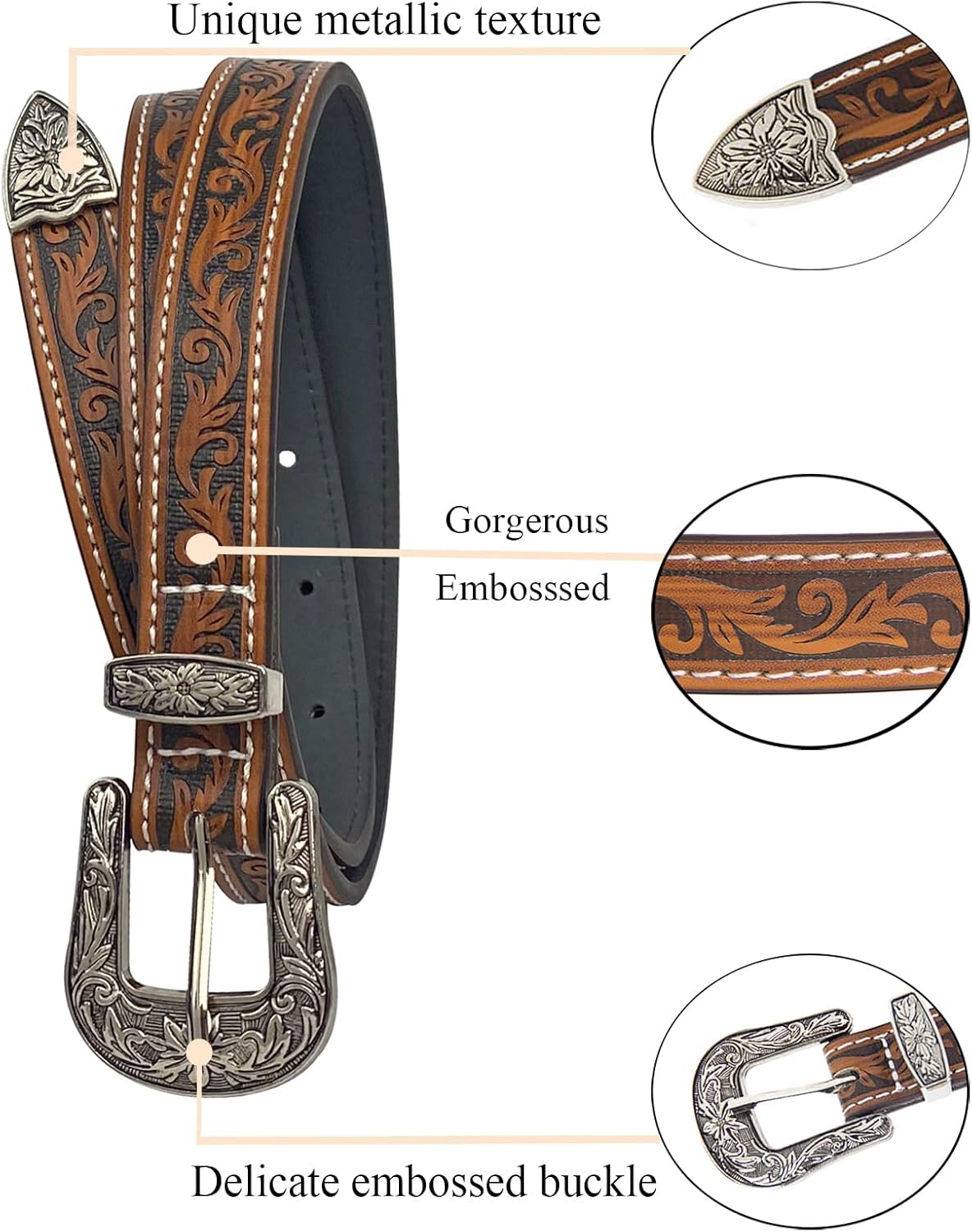 TOPACC Skinny Western Belts for Girls Boys Cowgirl Cowboy Thin Belt for Jeans Dresses Country Concert Outfit - Image 6