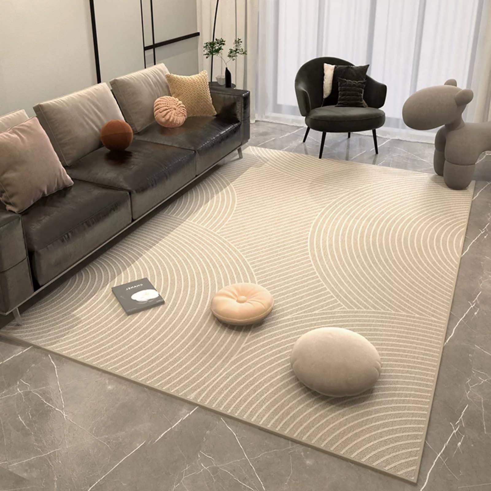 Tapis carré antidérapant et doux au design géométrique moderne