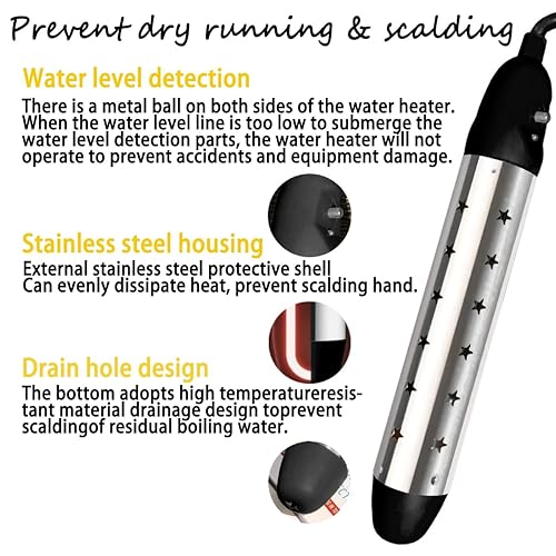Miniatura 6 de HAIYEATBNB Calentador de agua de inmersión, calentador de cubo eléctrico con control de temperatura ajustable, evita el funcionamiento en seco,