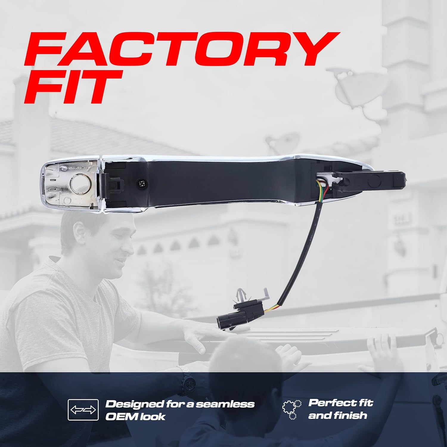 Master Tailgaters Exterior Door Handle Chrome Replacement for Nissan Murano (2015-2024), Rogue (2014-2024) OE Part # 80640-4BA1C, 80640-4BA0B | Front Left Driver Side w/Keyhole