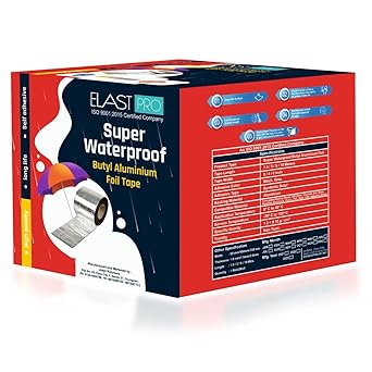 ElastPro Super Waterproof Butyl Aluminum Foil Tape(Silver/Black)(100mmX1.5mmX1.5meter)