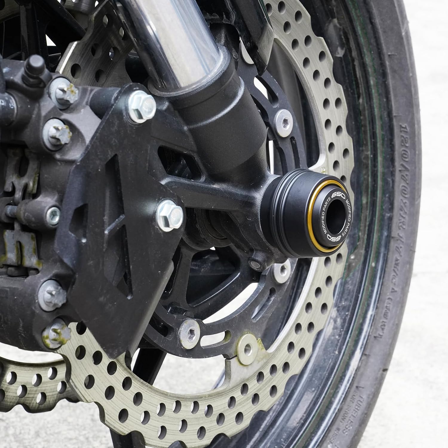 Compatible with Z650 Z650RS Ninja650 2017-2025 2026 Motorcycle Front & Rear Wheel Fork Axle Sliders Crash Protectors Accessories (Gold)