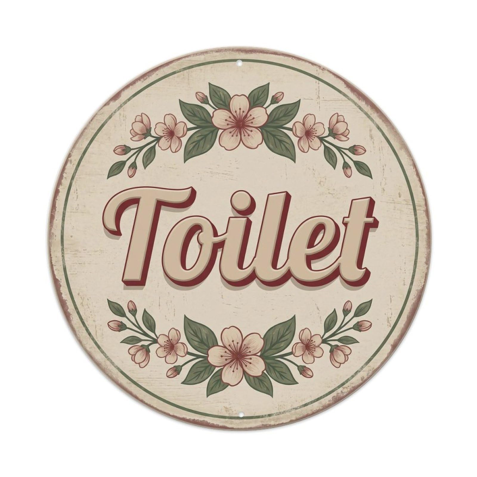 Okahys 8X8inch(20X20cm) Toilet(Wc) Signage Cherry Blossom Vintage Metal Tin Sign