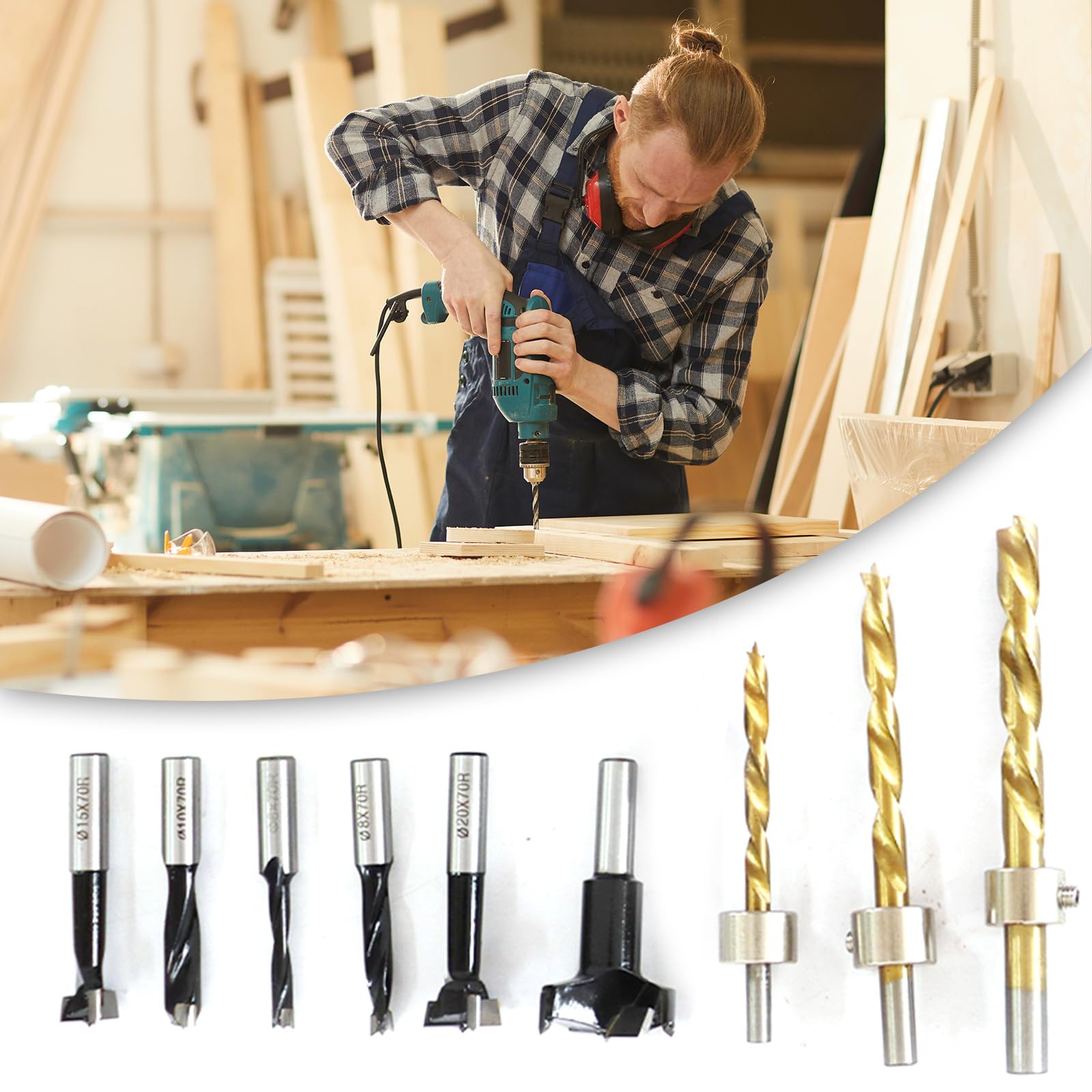 Dima per Spinatura Legno, Dima per Fori a Tasca 2/6/8/10/15/20/35mm Set di Maschere per Fori Tascabili 3 in 1 Perforatore Tascabile Dima di Foratura con Clip di Posizionamento Guida di Perforazione