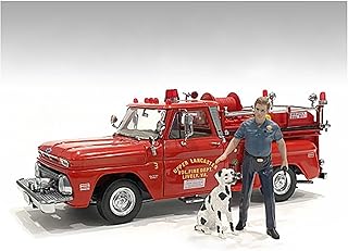 American Diorama Firefighters Fire Dog Training Figures (Trainer and Dog) for 1/24 Scale Models 76420