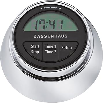 Zassenhaus Magnetic Retro Digital Kitchen Timer, 2.75-Inch, Silver, M072211
