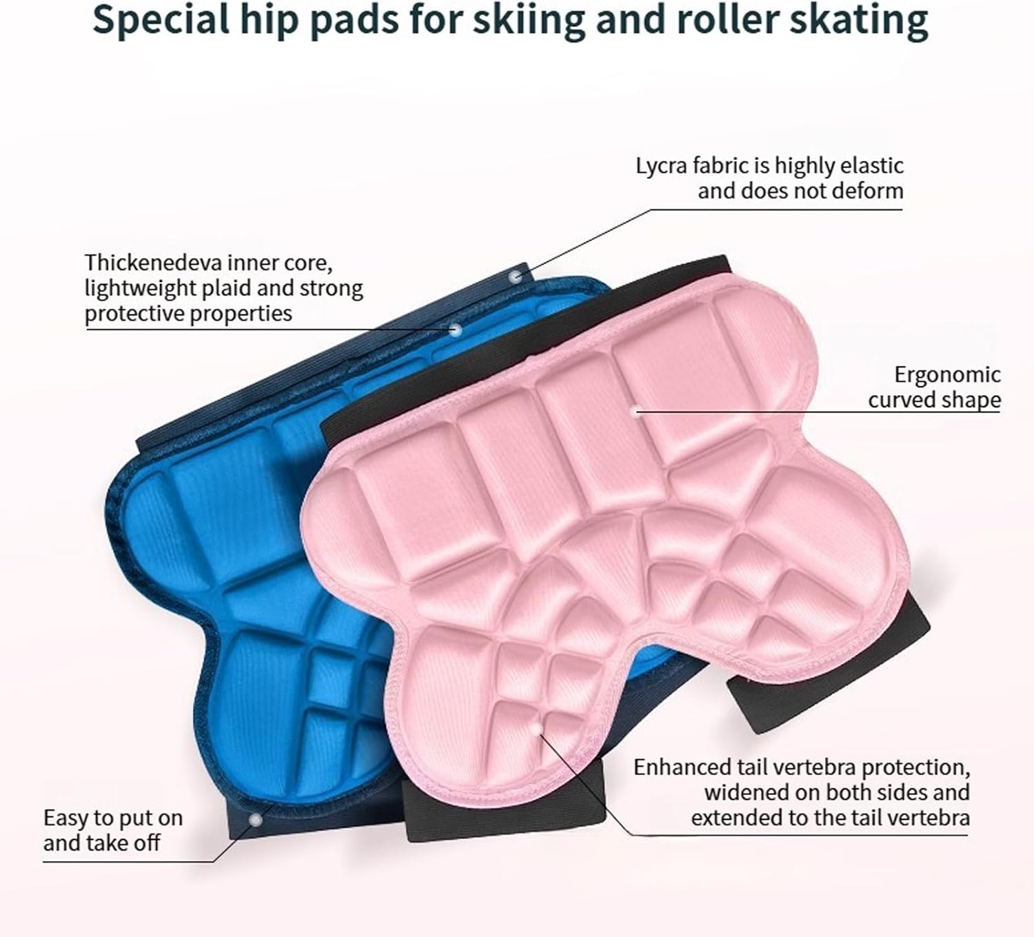 Skate Hip Guard Shorts with Segmented Foam Pads, Tailbone Coverage for Junior Ski and Skate Practice Gear Wear Junior Hip Guard Shorts Ski Tailbone Pad Snowboard Cushion Roller Skating Padded Pants