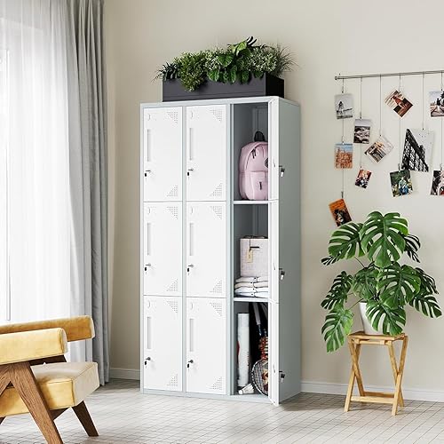 Vista 123 de Letaya Armario de almacenamiento de metal para empleados, armario organizador de acero con cerradura de 1 puerta para trabajo, escuela, gimnasio
