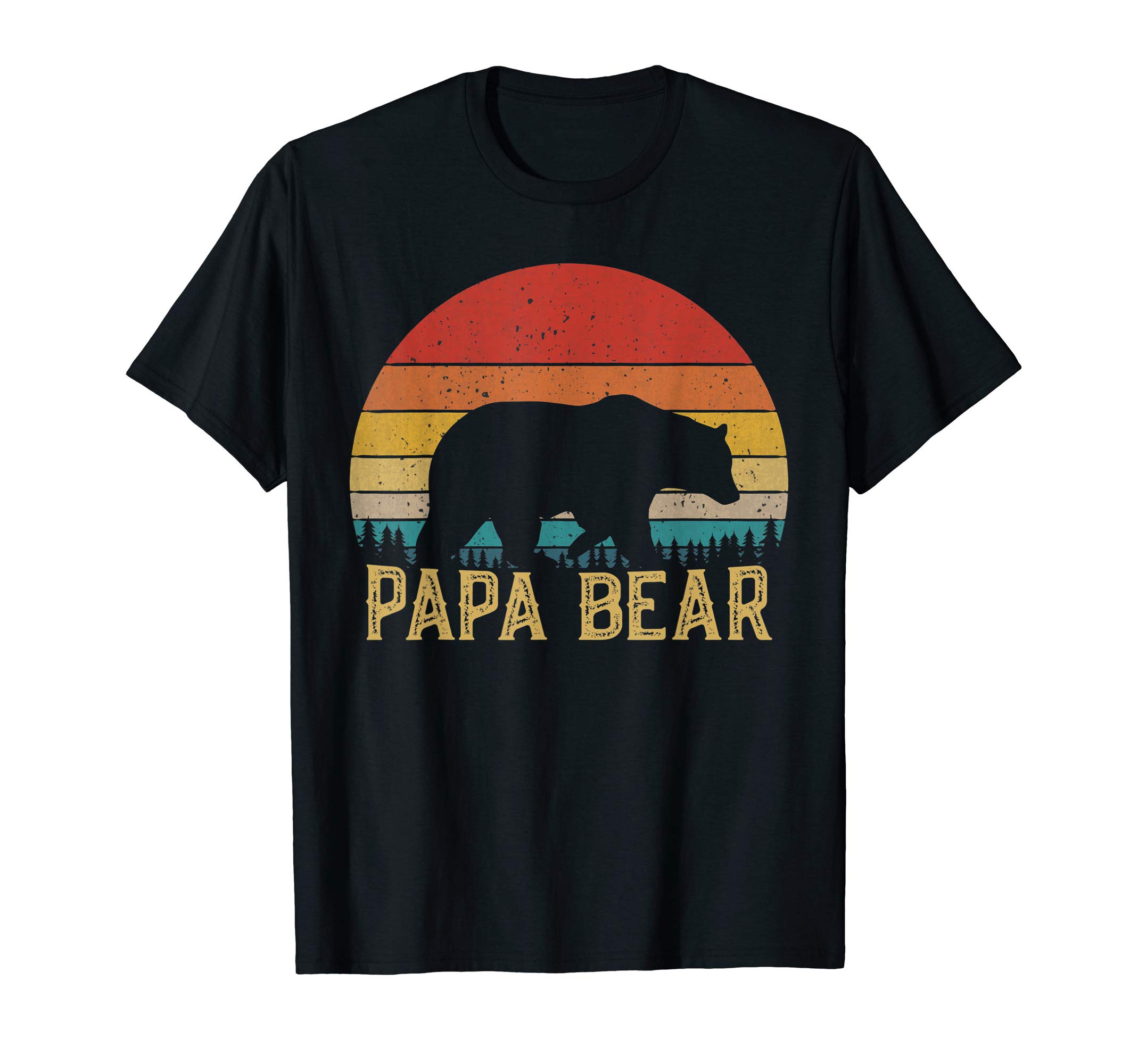 Retro Vintage Sunset Papa Bear Hiking Camping Hunting Gift T-Shirt