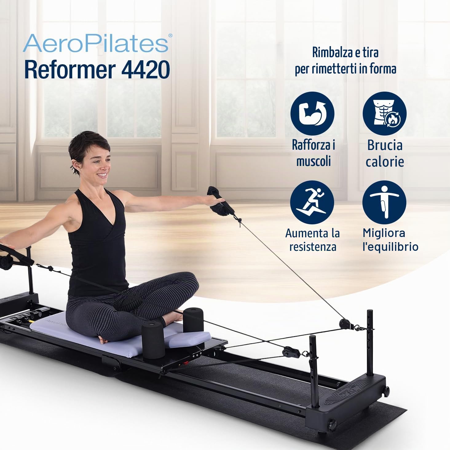 Stamina Aeropilates 4 Cord Reformer Plus 4420 fitness workout Machine con tappetino