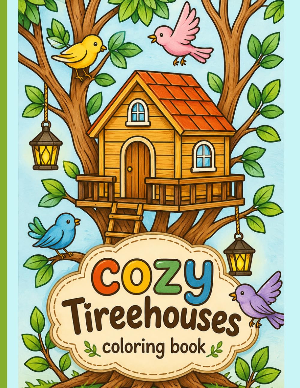Cozy Treehouses Coloring Book: 50 Enchanting Scenes for Relaxation and Creative Mindfulness – Whimsical Hideaways and Nature-Inspired Art